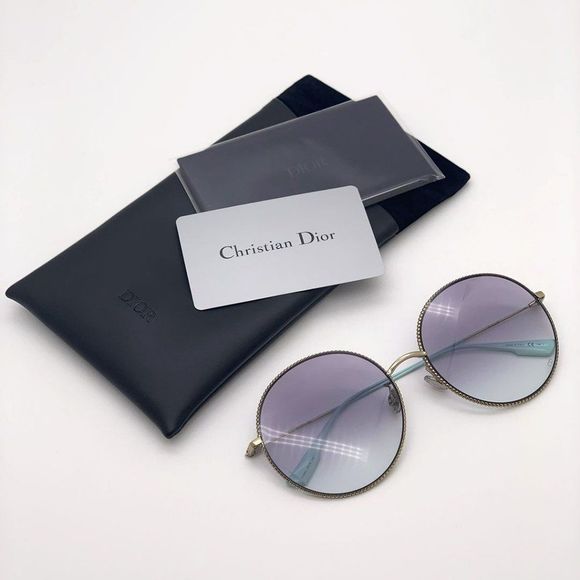  DIOR Sunglasses DIORSOCIETY 2F 03YG/SO  Gold Violet Gradient Round - Picture 11 of 11